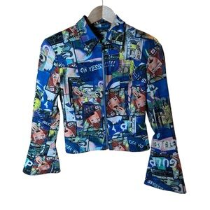 Alberto Makali size 4 bell sleeve comic book‎ cartoon crop jacket